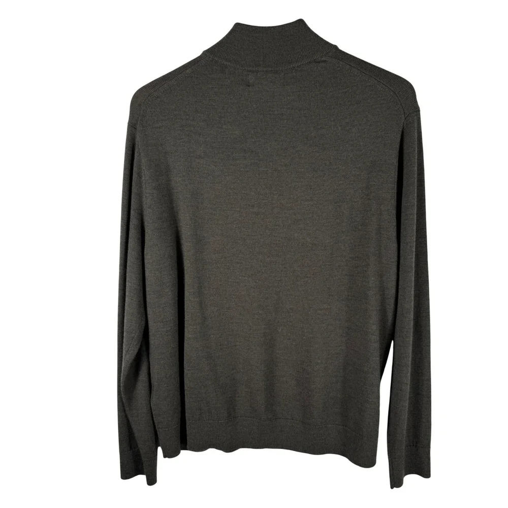 Banana Republic Italian Extra Fine Merino Wool Quarter Zip Sweater Mens XL Olive